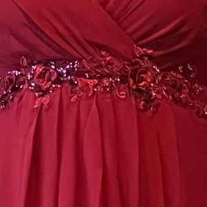 Long Burgundy Dress - Long Open Sleeves